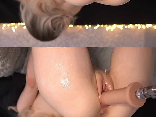 Fucking machine is deep inside her chubby pussy