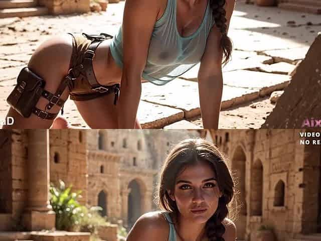 Lara Croft - That babe plundered my balls and sucked each final drop of Cum without me. [AI Generated]