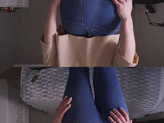 Blue Denim Panties Tease Belt Butt Disclose