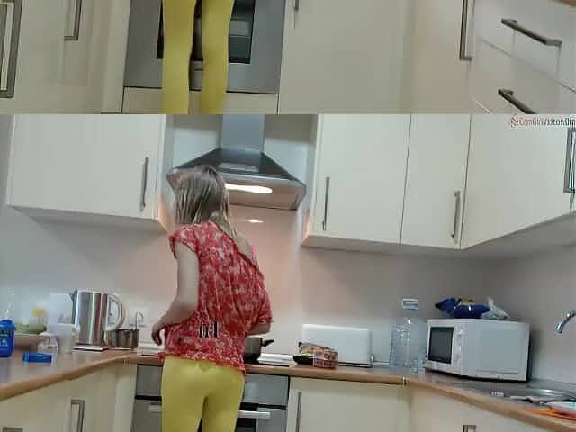 Hawt Kitchen Slim blond Pleasant Body no exposed tease