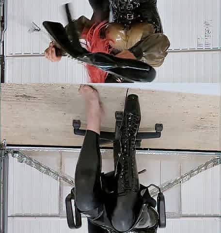 Alison tries out an arm binder in latex .