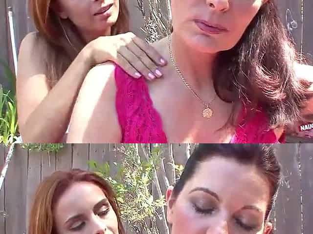 Ginger teen cheers up aged woman with a massage and her skilled hawt tongue