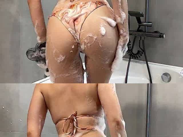 Babe in a sexy bikini gets fucked hard and does a titjob