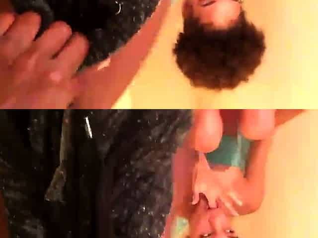 Skinny thot takes big black cock in her throat and pussy liv