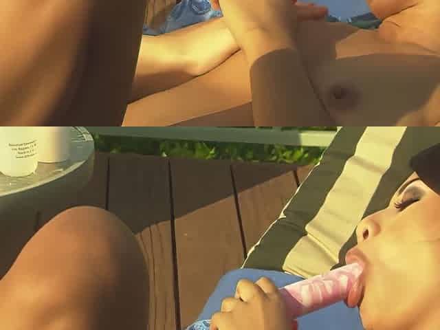 Sunbathing Is The Cause Why These Two Aroused Lesbians Are Fucking On The Sunbeds