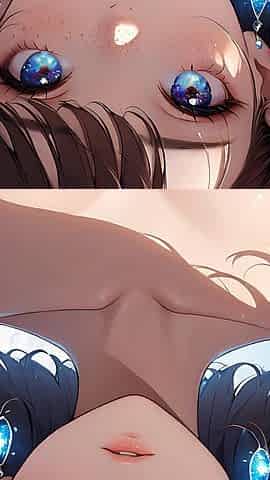Voidgazer: a Beautiful Young Woman with Shimmering Cosmic Freckles