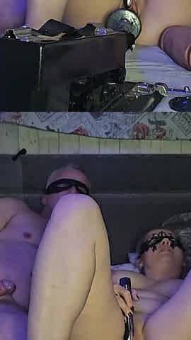 Horny Amateur MILF Watching Porn and Get Her Pussy Fuck with Huge Dildo Attached to Fucking Machine