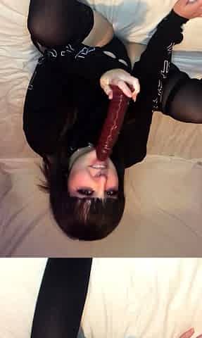 Teen brunette banged in stockings