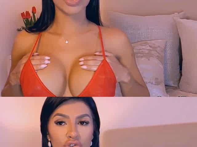 Sexy Olive Skinned Babe Toys Her Tits and Pussy