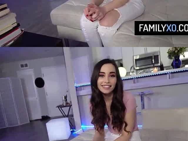 Breathtaking stepdaughter takes her stepdad's large shlong after being out all night