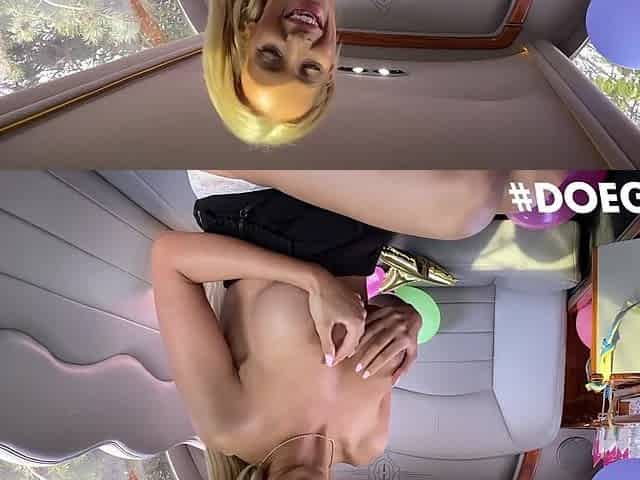 Emily Bright Stuns as Gorgeous Blonde Blowing in Car POV