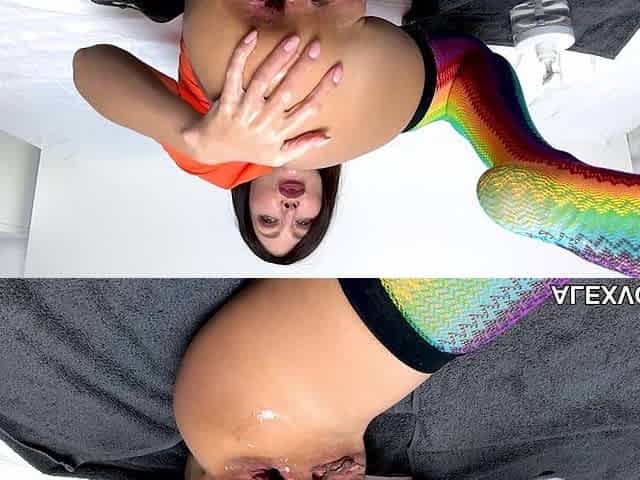 Hotkinkyjo in Rainbow Stockings Fuck Huge Buttplug From Youandmesextoys, Anal Gape, Fisting & Prolapse
