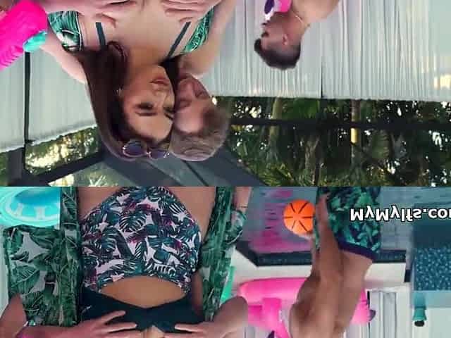 Breasty wife tag teamed by the pool by favourable men