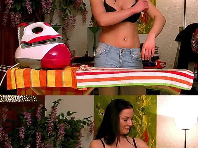 Mia's Ironing Handjob - Perfect Cum on Hot Iron