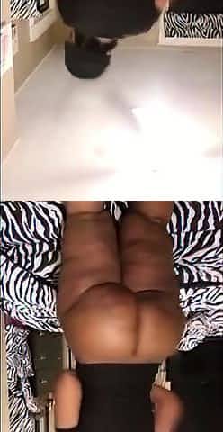 Fat ebony lady takes cum all over huge black ass