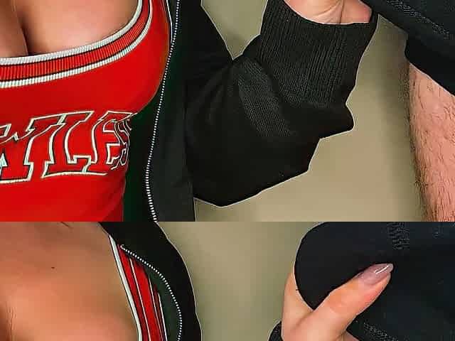 HOT LARGE BREASTS LILY SUCKS HER BF IN RED JERSEY