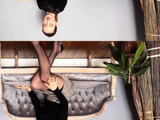Cool brunette in stockings jerking her hard cock