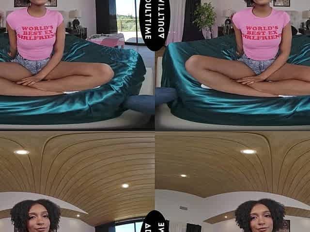 UP CLOSE VR - Wicked Tiny Brunette hair Addis Fouche Drops Shorts To Wildly Ride Your Large Knob POV