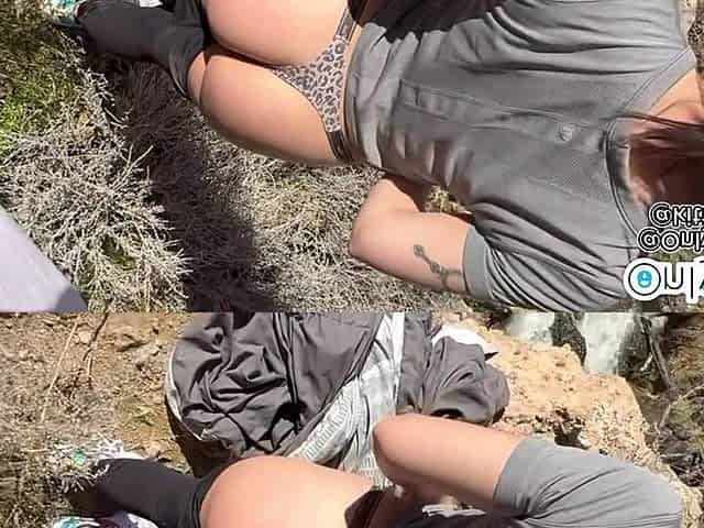 Hiking turned into coarse public sex with a stranger