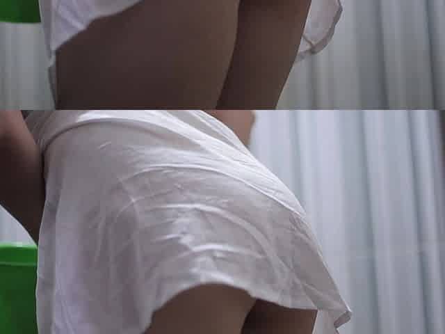 Sexy Wife Bathing in Transparent White Satin Dress