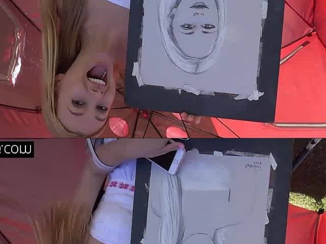 Adorable blonde with small tits and awesome ass masturbates her muff and then she gets a nice meat in her hole