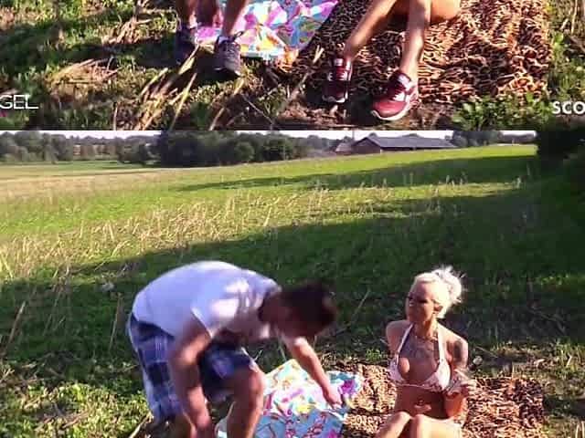 Slender German Teen Entice to Bang Outdoor by Stranger Voyeur