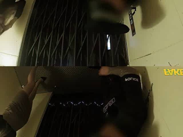 Elevator sex with a uniformed copper and UK golden-haired - Fake Cop