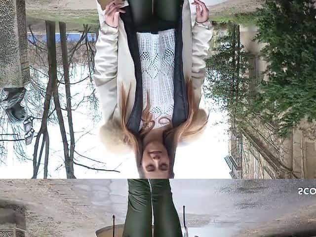 GERMAN SCOUT - CUTE GIRL EVELINE DELLAI IN LEGGINGS TRICKED TO RAW PICKUP NAIL - Eveline dellai