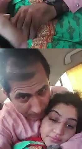 Pakistani couple romance and kissing in car