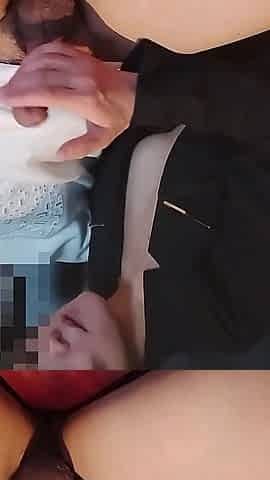 Adulterous Couple Giving Blowjob on Sofa and Swallowing