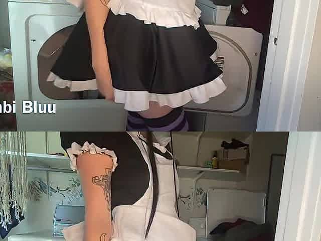 POV Large Butt Maid Bambi Bluu Stuck And Drilled in the Dryer