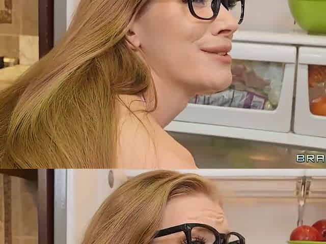 Erin Everheart - Skinny Redhead Chick With Glasses Pleasures Damion In The Kitchen