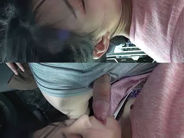 Japanese Girl In Pink Cardigan Gives Blowjob In Car