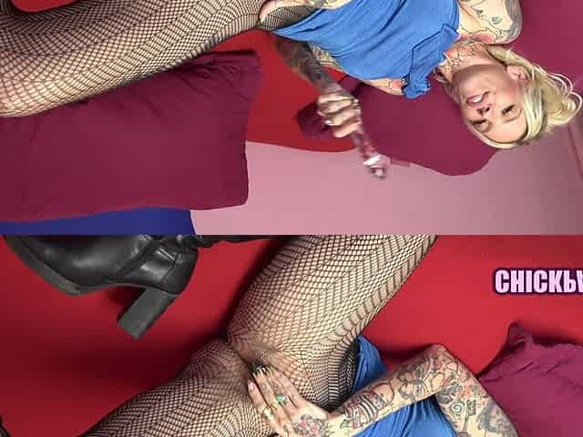 ChickPass - Kitt Jones fucks herself with a glass dildo