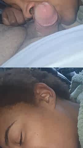 Petite Ebony Teen Blowjob in Car