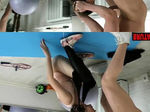 Gym teen fucked hard in her tight pussy by her trainer