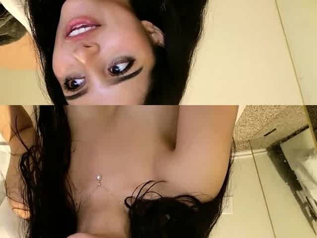 Amateur busty brunette masturbates and does hand job