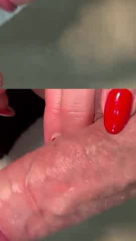 Smoking During Blow Job with Red Lipstick and Red Nails and Cum Shoot in My Mouth