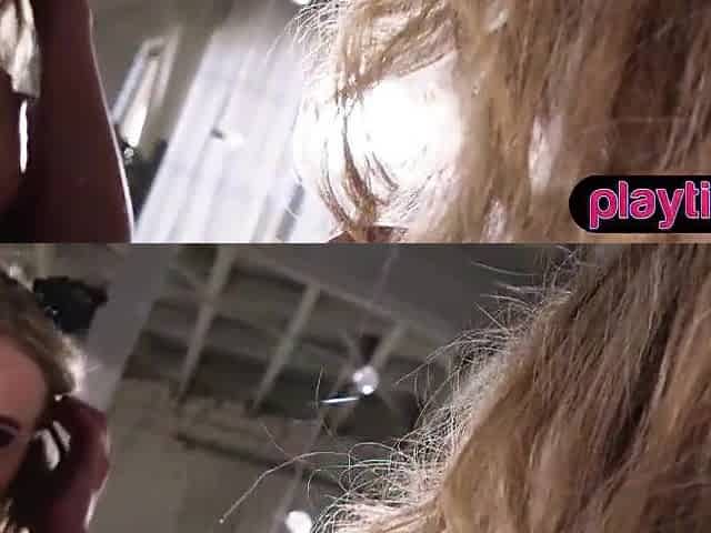 Large bazookas curvy tiny blond cougar removes leopard underware to expose hawt figure