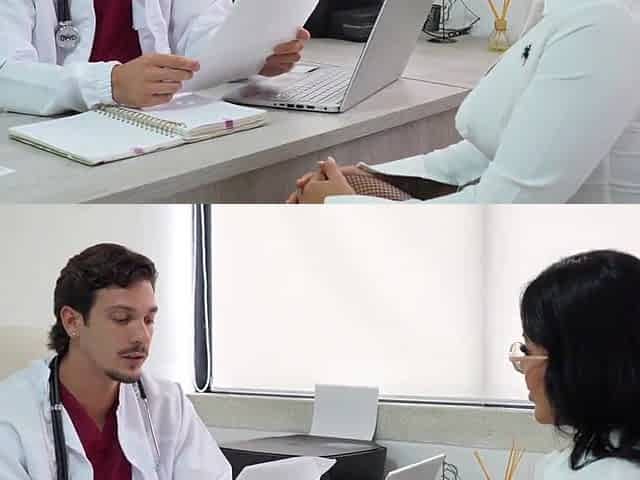 An aspiring nurse presents her resume to Dr. JOE