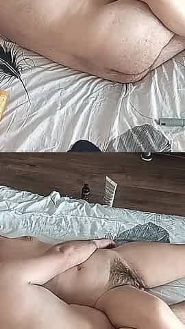Sensual Massage of a Sexy Couple with Oil on the Body. Foreplay in the Bedroom with an Amateur Couple.