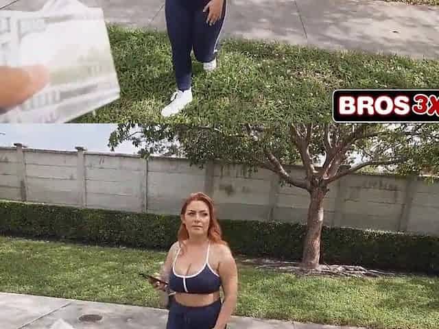 Money Convinces Breasty Redhead to Slam It Down in a Van