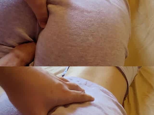 Rubbing Rod on Step Sis's Large Booty untill Finishing on Her Shorts