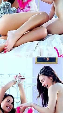 Two horny skinny teen lesbians masturbate their tight pussy