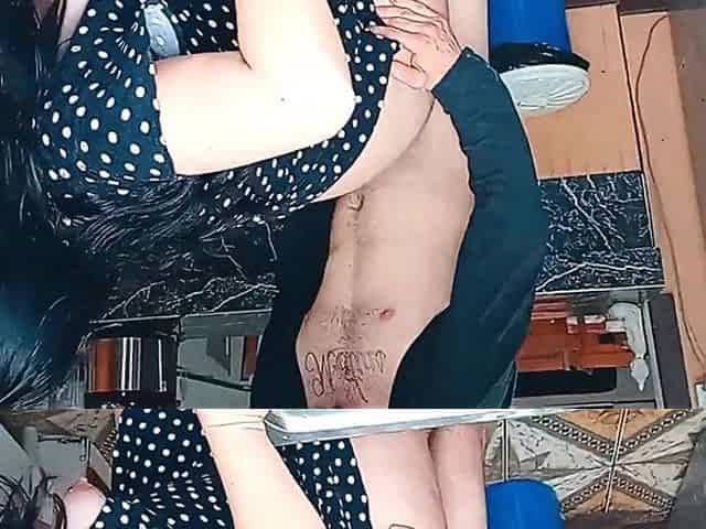 Stepmother Gets Fucked in the Kitchen by Her Stepson's Friend.