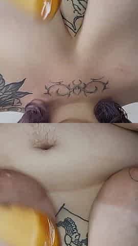 Sticky Honey Play on My Huge Tits and I Masturbate