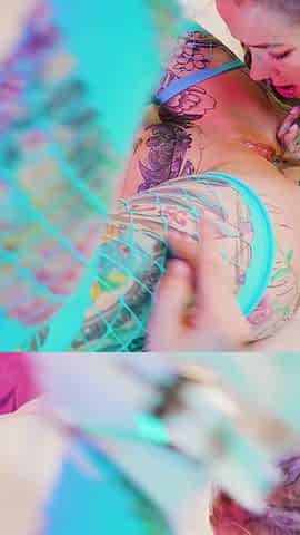 Anuskatzz Shares Lily Lus Hard and Tattooed Cock with Australian Bimbo Kellie Panther