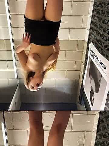 Full undressed beauty masturbate in public