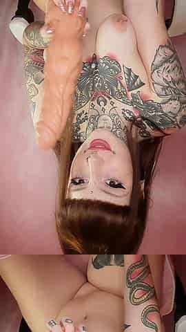Tattooed Goth Takes Mega Cock