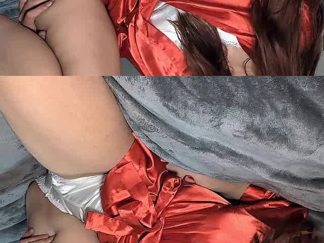 cute white beauty fingering twat in red underware